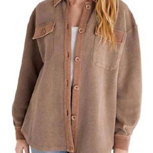 Size small Austen Washed Shirt Jacket In Saddle In Brown Z Supply